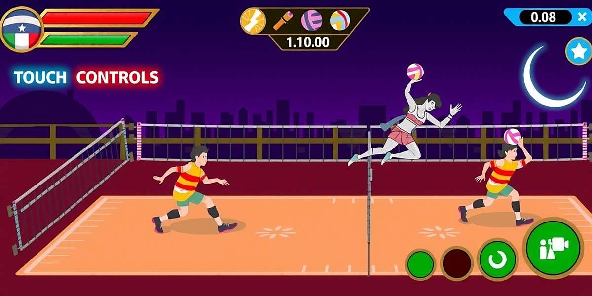 Spike Masters: Bharat Edition showing touch controls for different volleyball moves